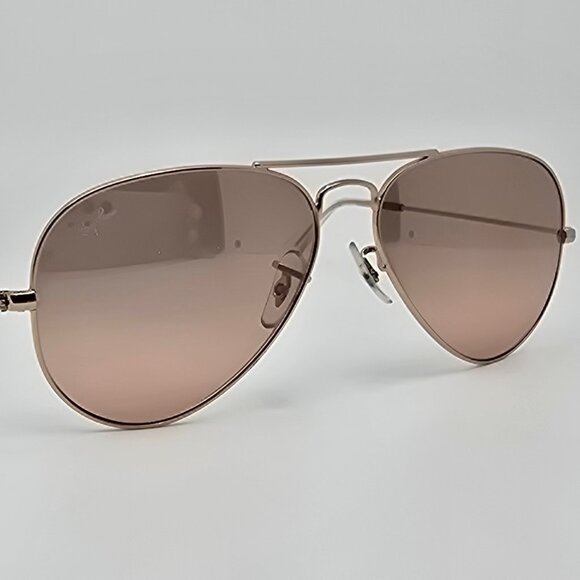 Ray-Ban RB3025 001/3E Aviator Gradient Gold Frame Silver Pink Mirror Sunglasses - Picture 6 of 15